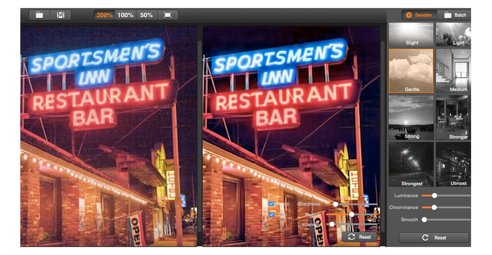 Night strong noise fixed using Super Denoising Tool