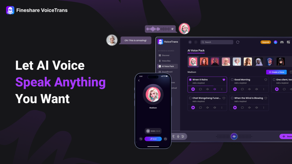 Voice changer Ai - Ai voiceovers feature