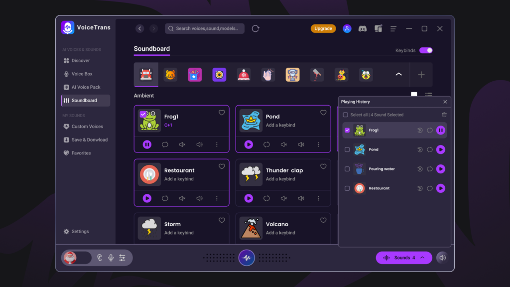 VoiceTrans displaying SoundBoard Tool