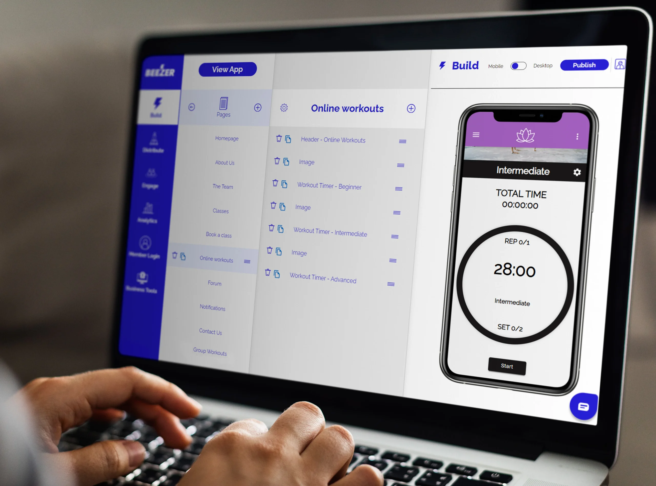 Yoga App Feature Showcased in a laptop mockup