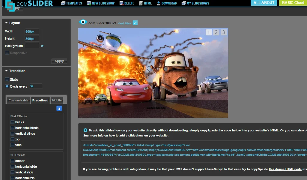 Comslider Dashboard User Interface