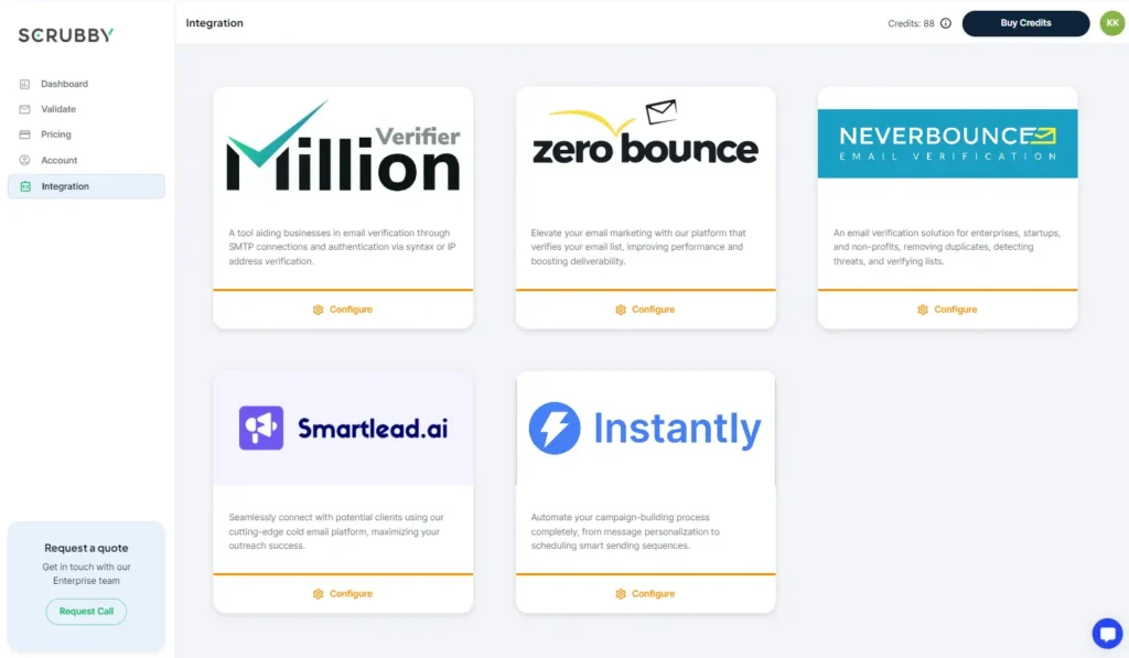 Scrubby Email validator Integrations