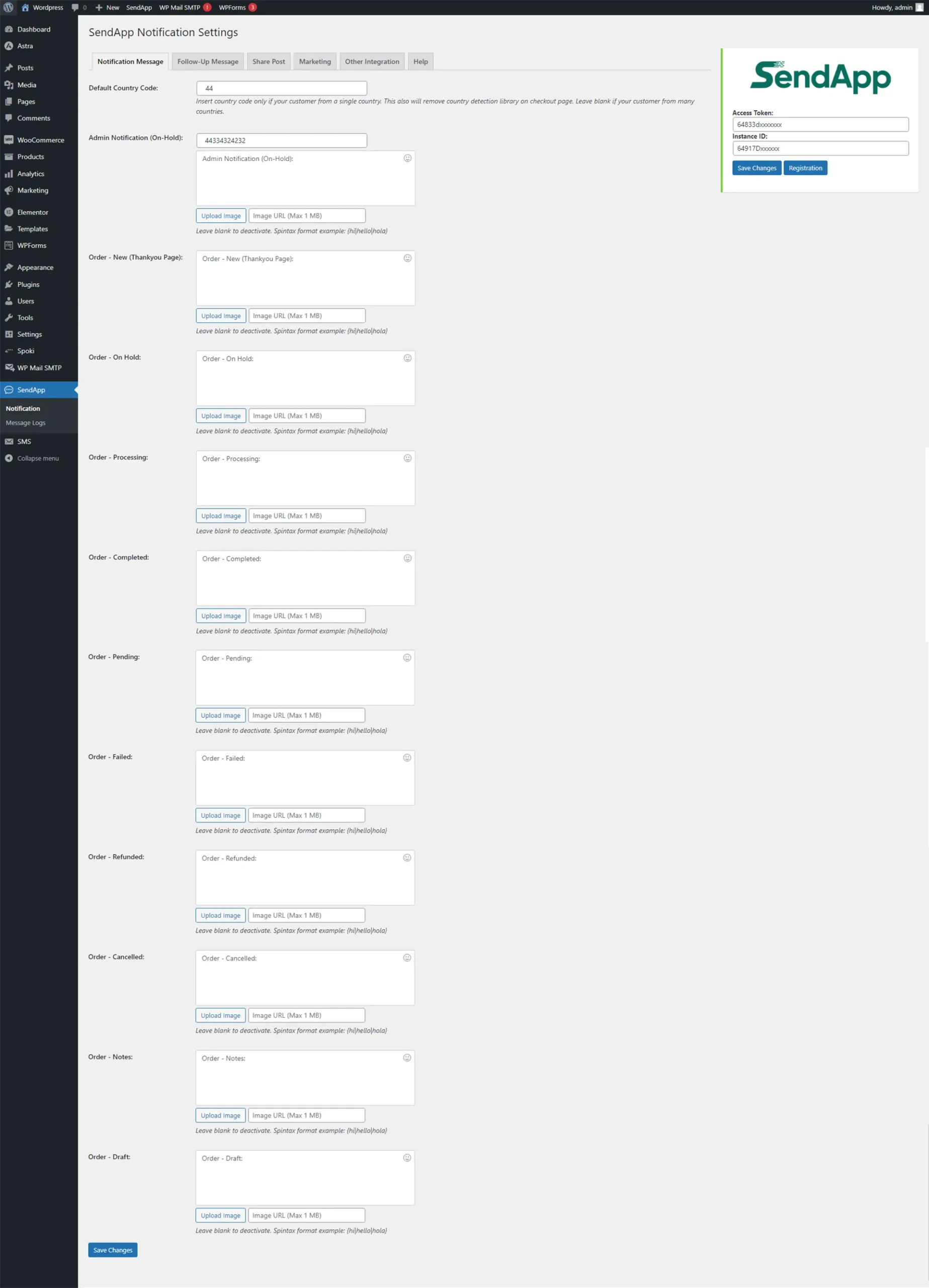 SendApp Draft Notification Message Feature Of Woocommerce Order Notification On Whatsapp