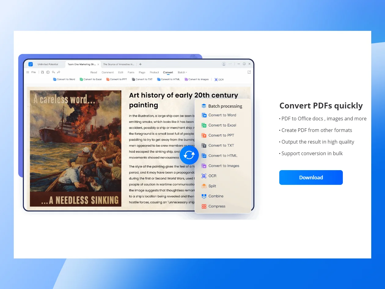 Covert PDF Quickly - LightPDF PDF Tools suite