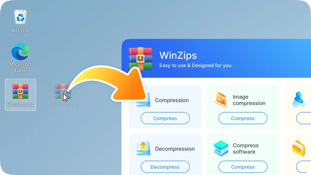 winzips Drag & Drop Compression feature