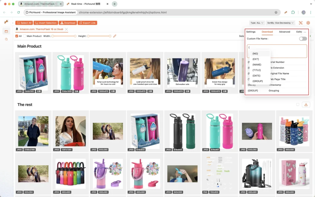 PicHound - Photo Manager Plugin Filename Editor feature