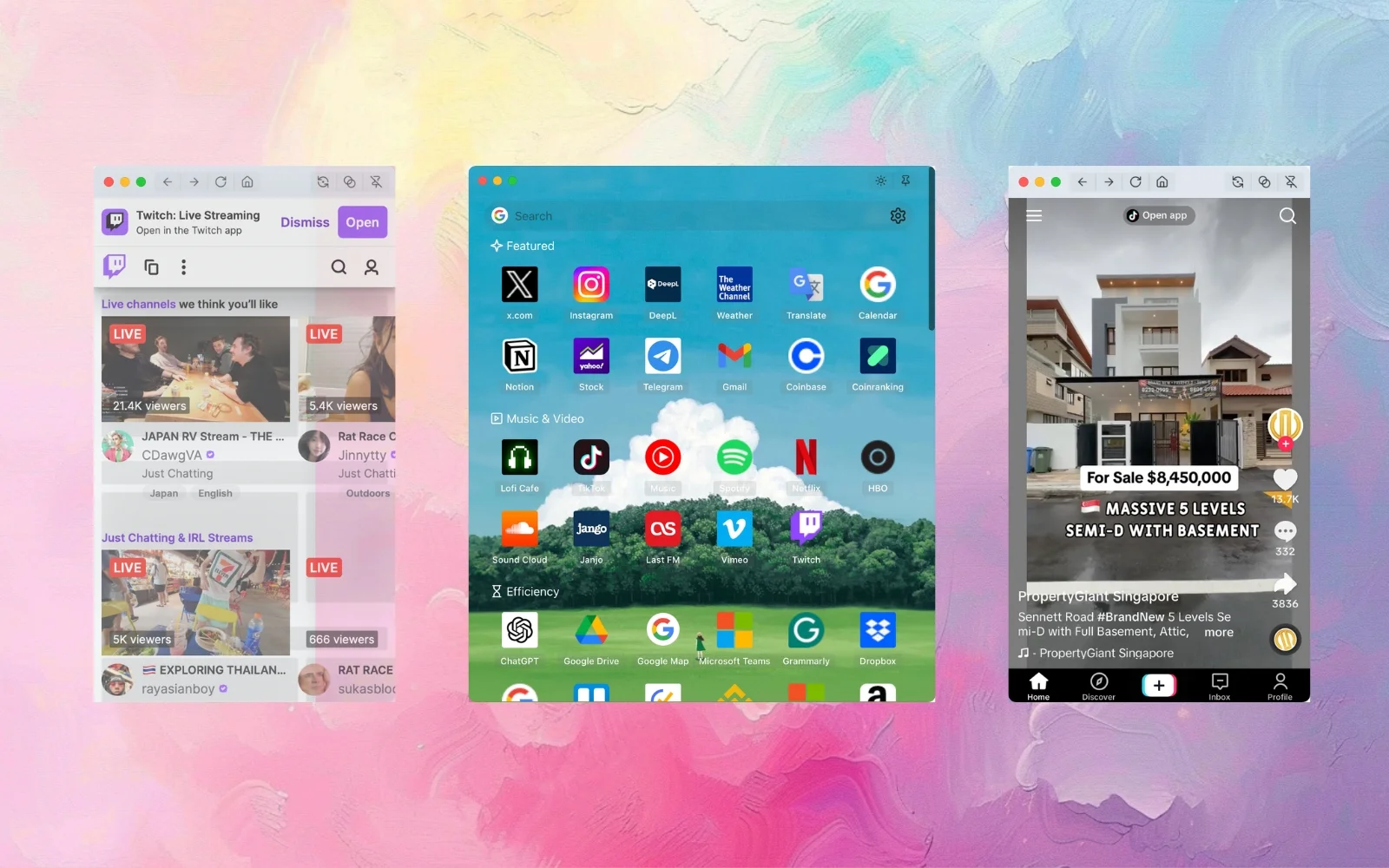Floweb Floating browser User Interface Feature