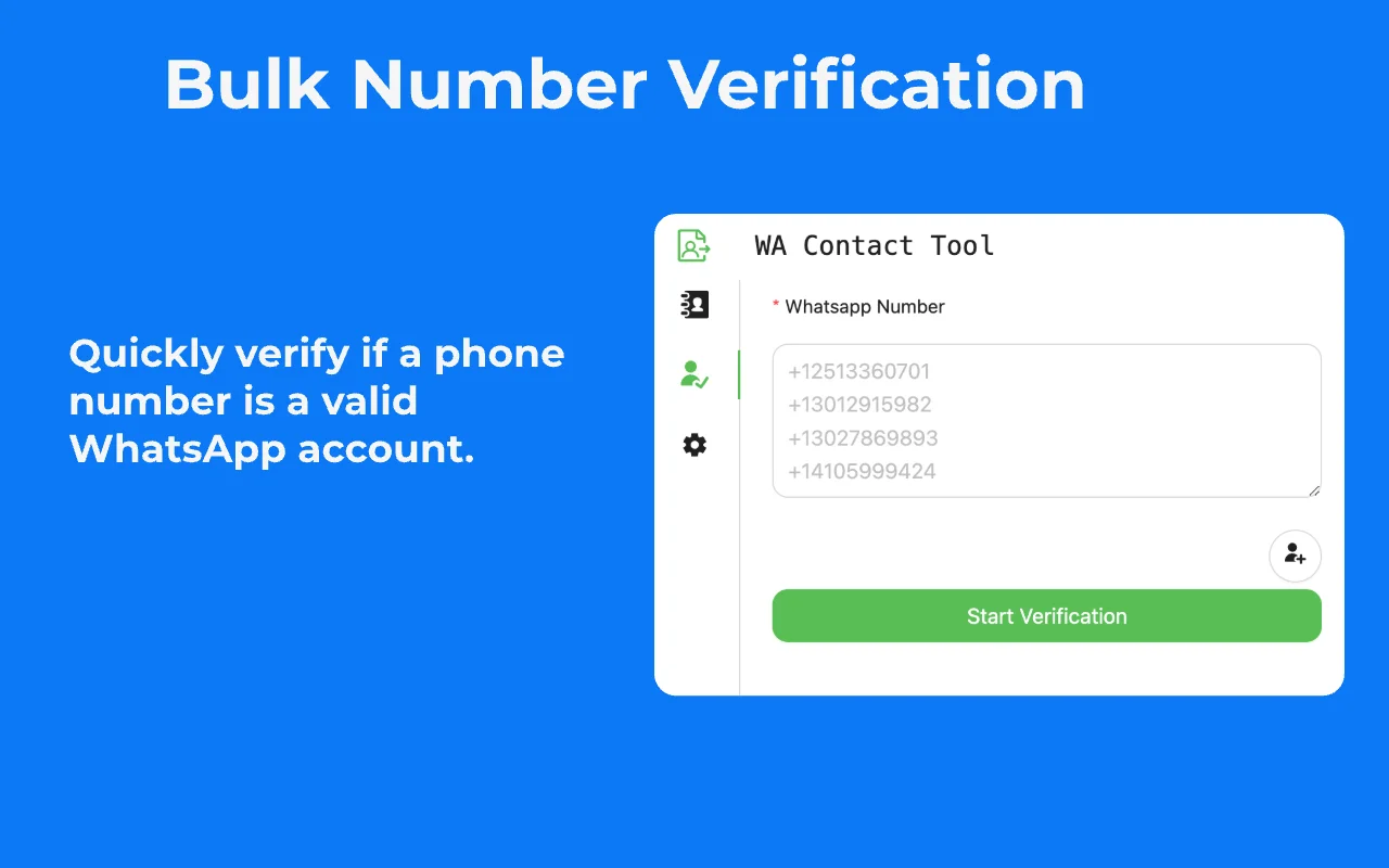 Bulk number verification feature of WhatsApp Contact Management Tool