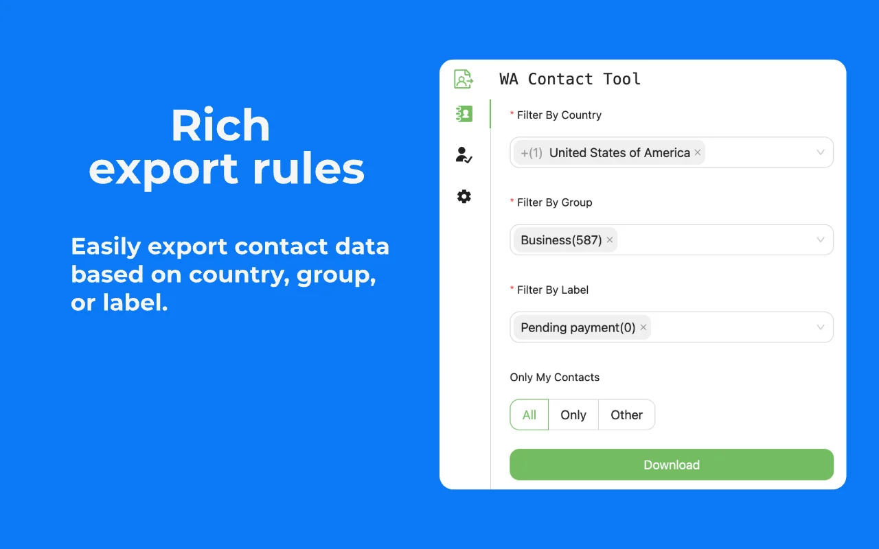 WA Contact Tool - Rich Export Rules Feature of WhatsApp Contact Management Tool