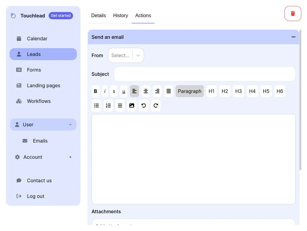 Send Manual & Automated Emails using Touchlead