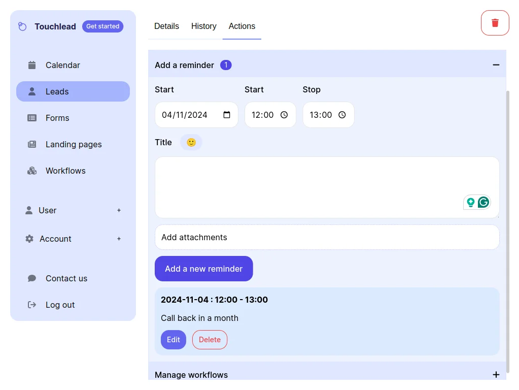 Task Scheduling Feature Of Touchlead