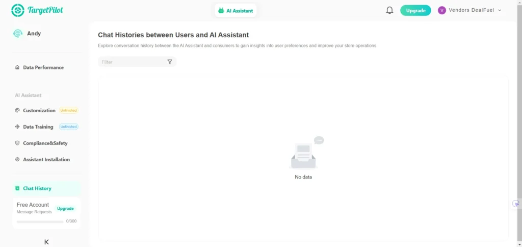 Chat history of customers with the AI assistant preview image