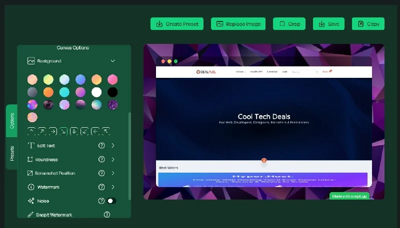 Change background function for screenshots4all