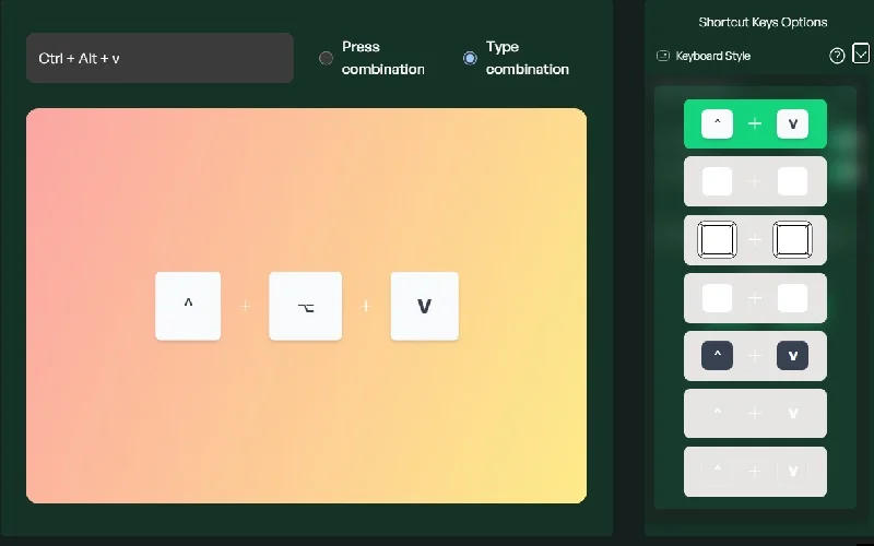 shortcut keys options feature of screenshots4all
