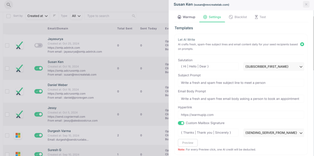 Warmup Email Templates Preview