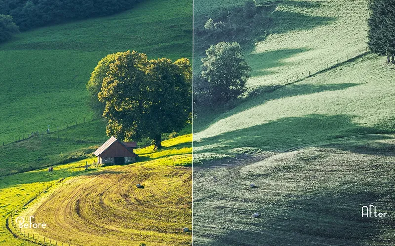 Preview of the PSD actions applied on a beautiful image