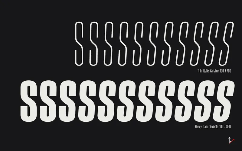 Preview of the different heights of the Aeternus variable typeface