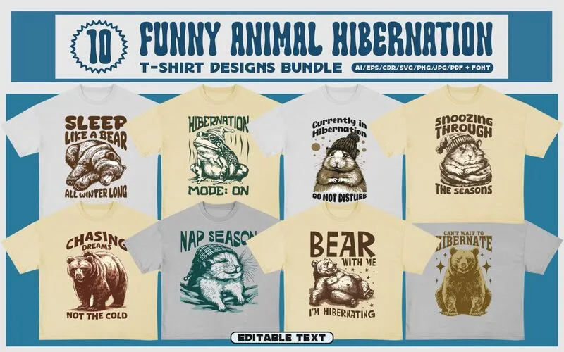 Funny animal hibernation T-shirt design