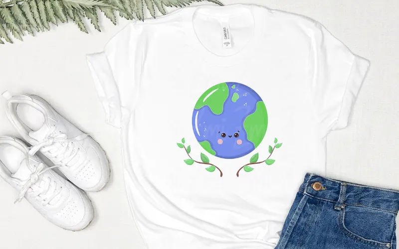 Preview of cute earth clipart on a white t shirt