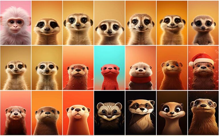 A collage of animal cartoon