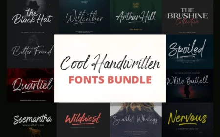 collage of cool handwritten fonts in otf