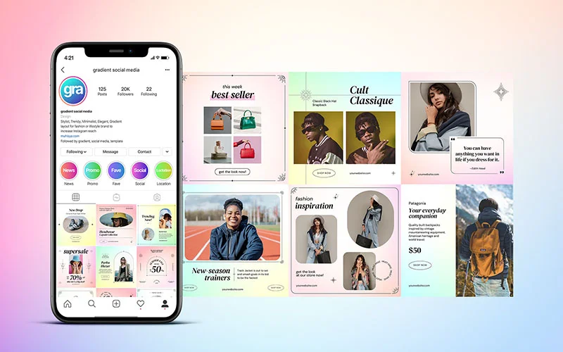 Preview of Instagram feed templates
