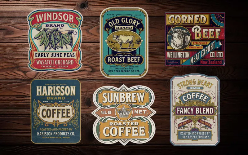 Old-fashioned labels preview