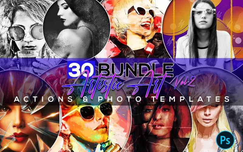 Amazing Painting Photoshop Actions Templates Feature image