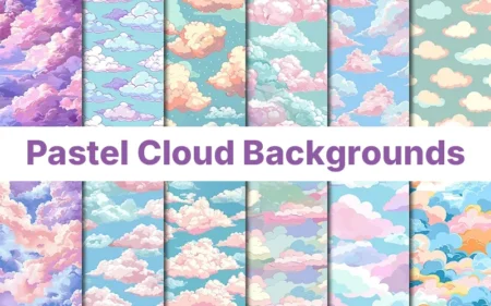 Pastel Cloud Backgrounds Bundle Feature Image