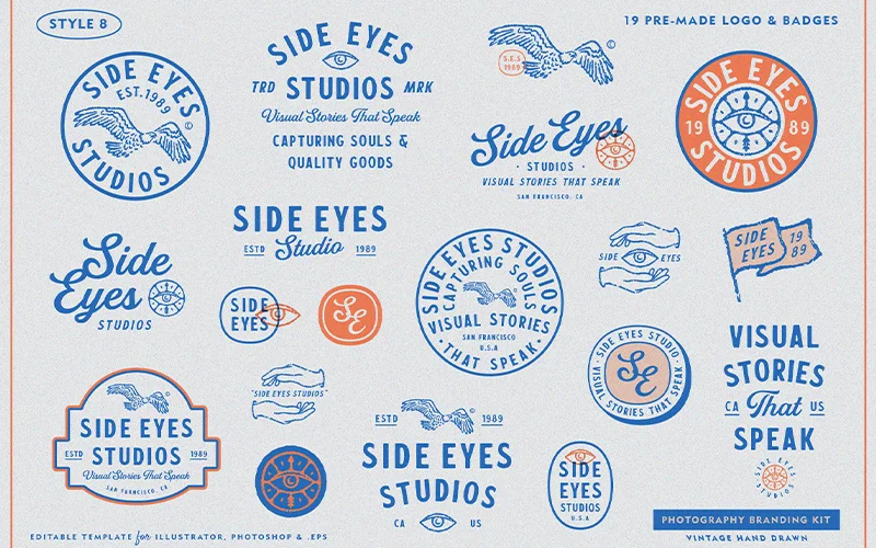 A collage of the logo designs included in the bundle.