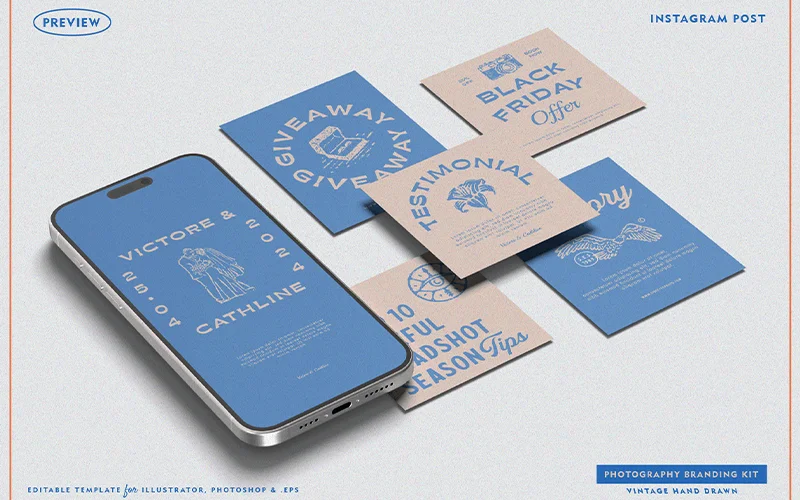 Instagram post templates included in the bundle