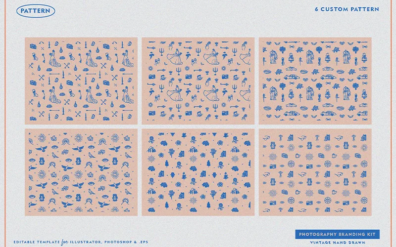 A preview of the seamless patterns included in the bundle