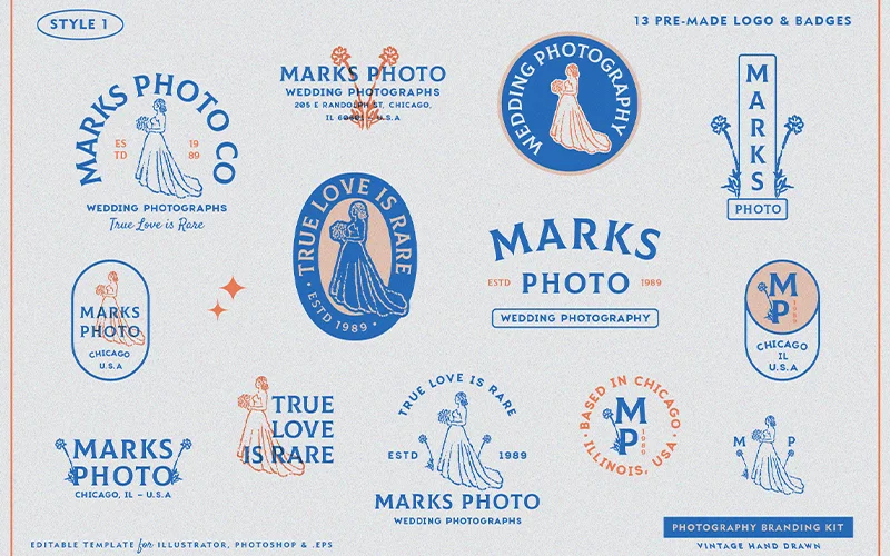 A preview of the logo graphics included in the bundle.