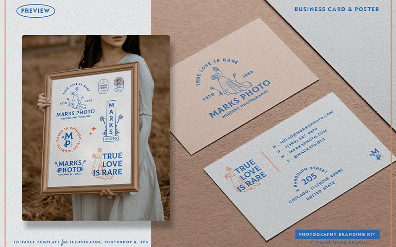 Business card and poster designs include in the bundle
