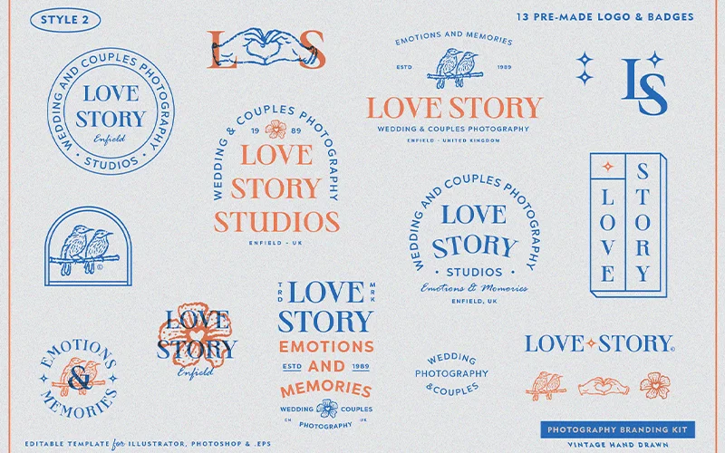 A collage of the logo graphics included in the bundle.