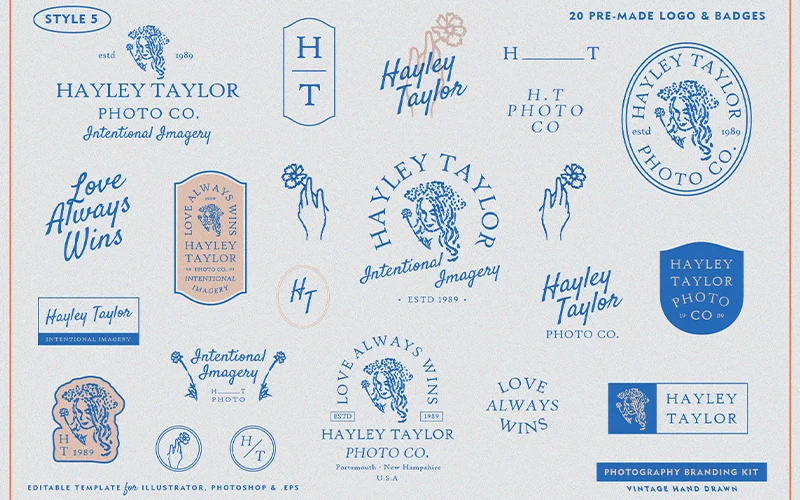 A preview of the logo designs included in the bundle.