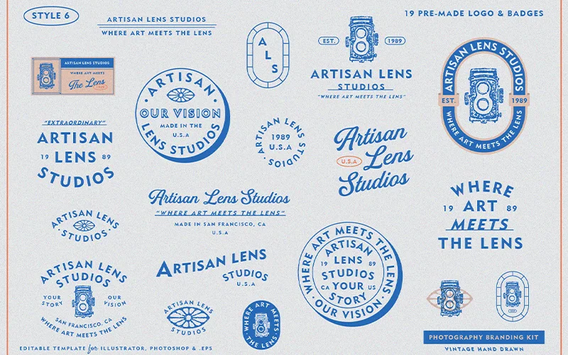 A collage of the logo designs included in the bundle.