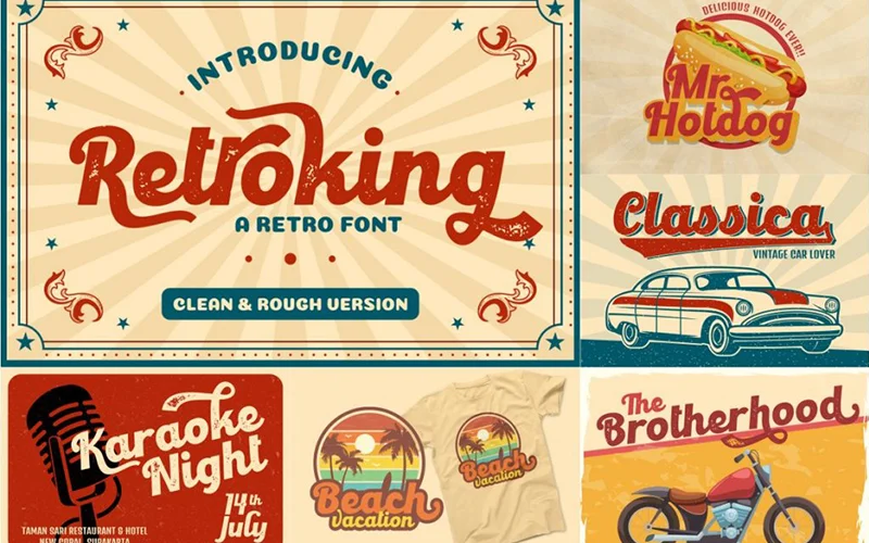Retro King Font, font regular brush