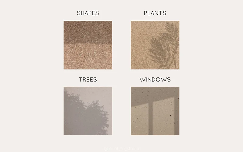 Multiple previews of the shadow and light overlays applied on images