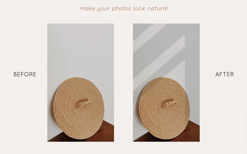 Before and after adding the shadow and light overlays