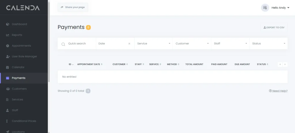 Calenda's payments preview