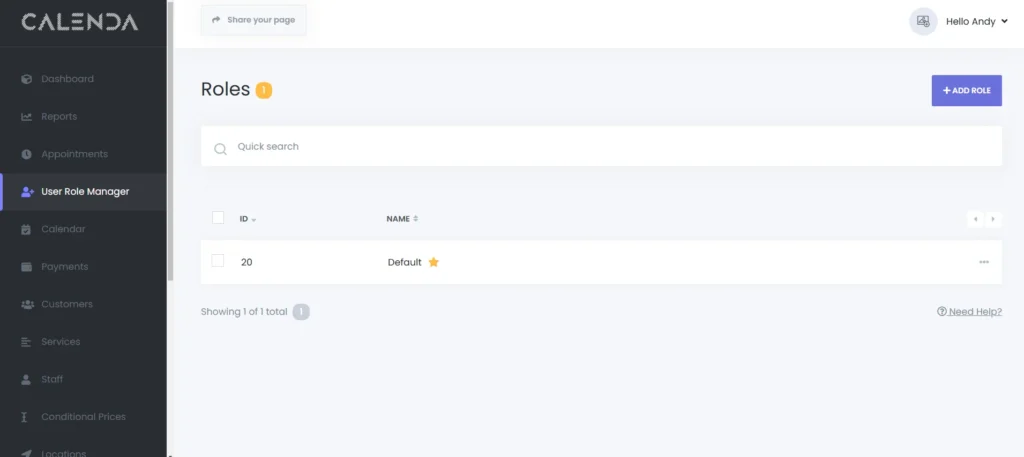 User manager Role Preview