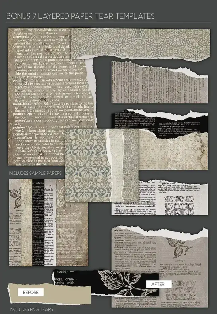 Tear Paper Templates, ephemera designs, ephemera designs