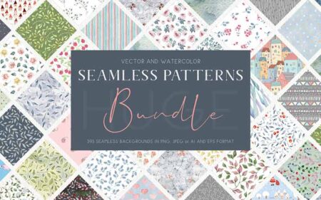 395 Seamless Floral Patterns Bundle Feature Image