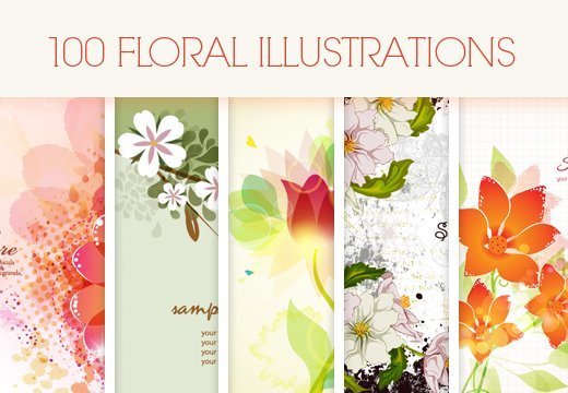 100 Abstract Flower Illustrations Bundle