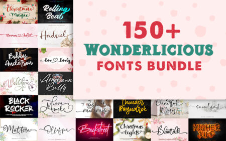 150+ Wonderlicious Pretty Fonts Bundle Feature Image