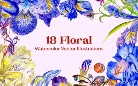 18 Floral Watercolor Vector Illustrations Feature Image
