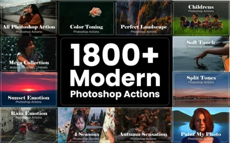 1800+ Modern Photoshop Actions Mega Bundle Feature Image