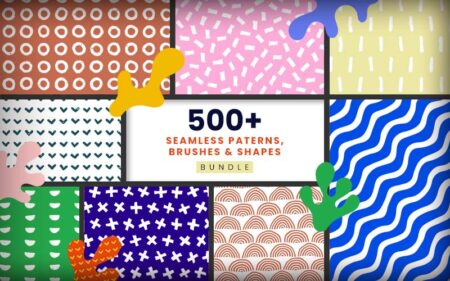 500+ Patterns, Brushes and Shapes Bundle Feature Image
