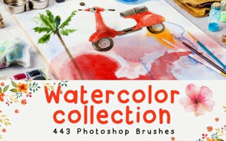 440+ Photoshop Watercolor Brushes